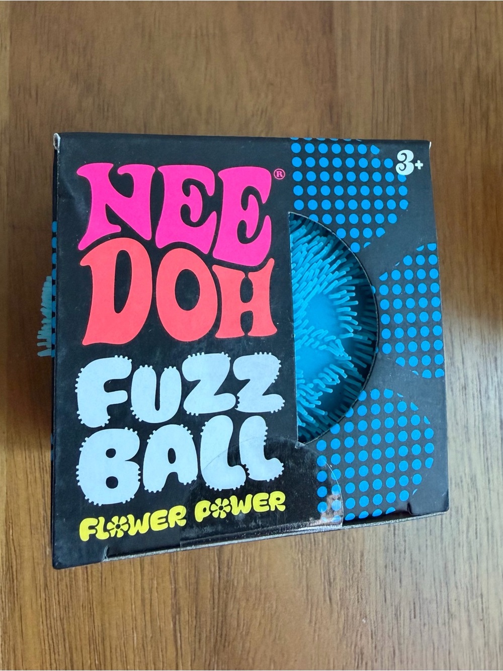 Needoh Fuzz Ball Flower Power Blue FuzzBall 2.5” Velvet Squeeze New In Box